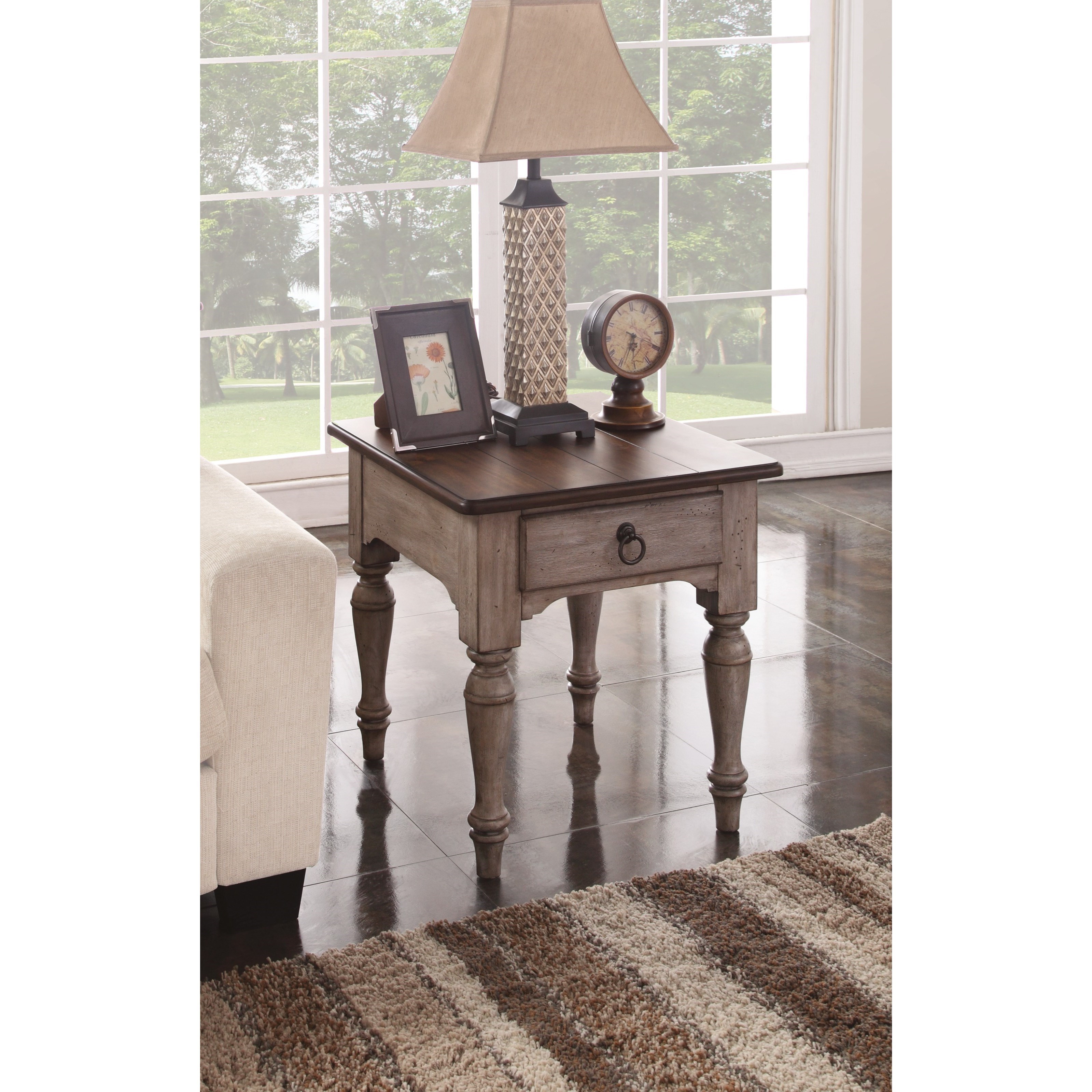 Flexsteel Wynwood Collection Plymouth Relaxed Vintage End Table with